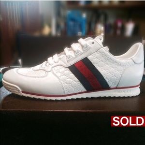 **SOLD**NIB Mens Sz 8(US Sz 9)Gucci White w/stripe